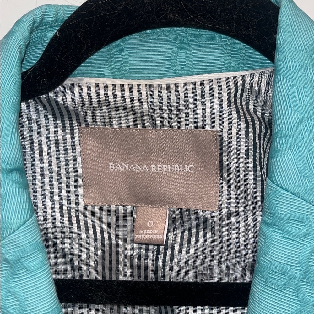 Banana Republic Tiffany Mint Blue Textured Blazer gold military preppy buttons - Picture 5 of 13
